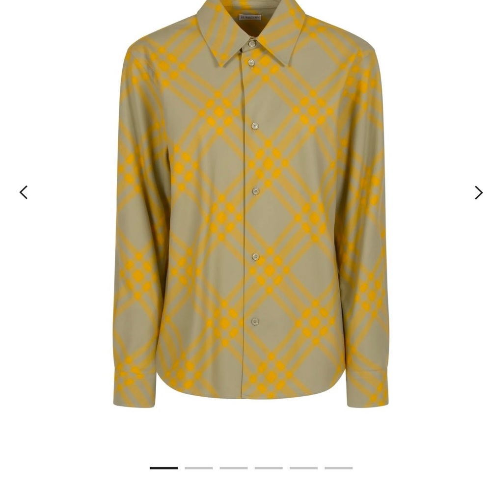 Burberry Yellow and Tan Checkered Shirt size XL, 100% Authentic, Made in Italy